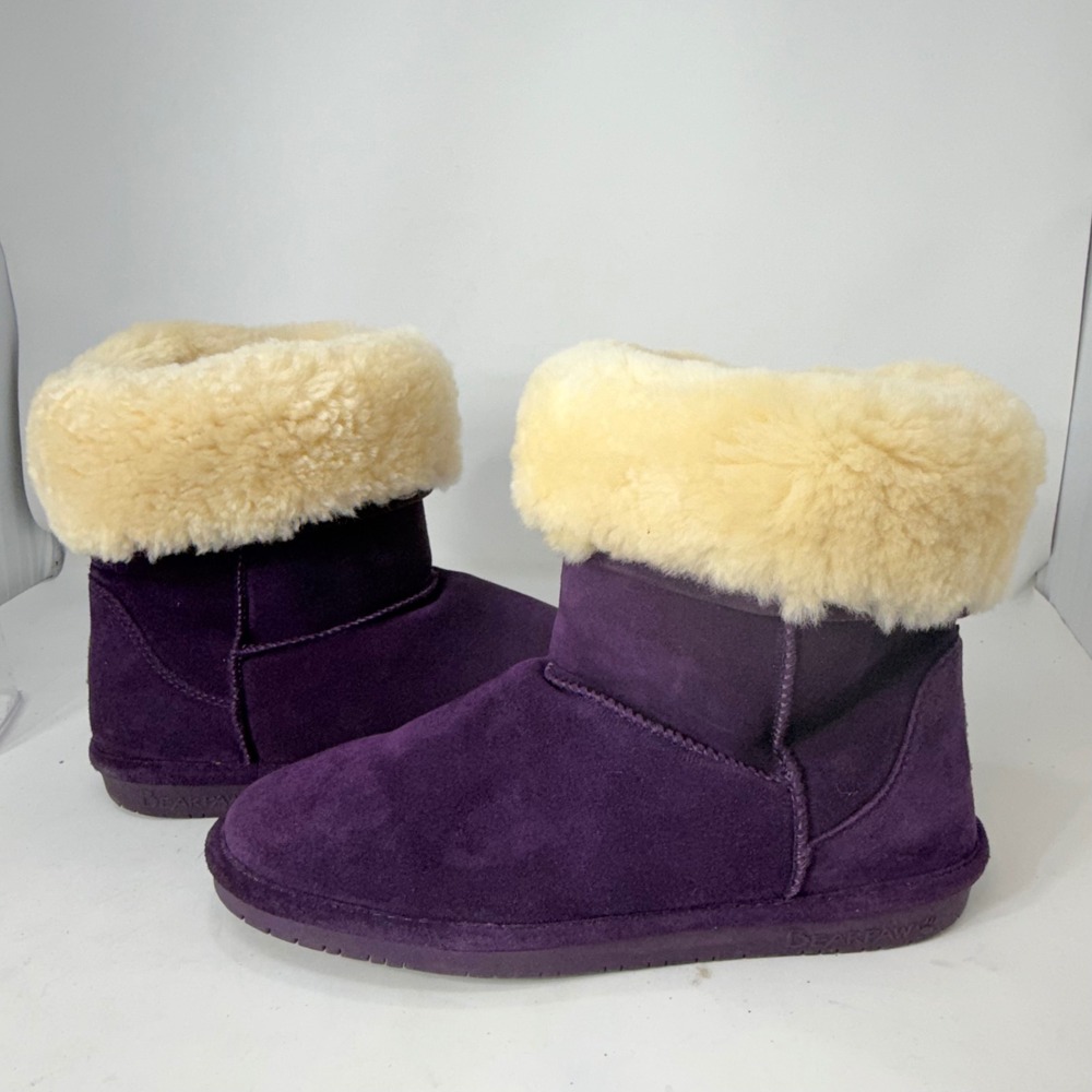 Bearpaw Elle Tall Purple Suede Sheepskin Boots Womens 12 Mid Calf Pull On